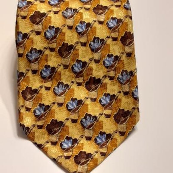Ermenegildo Zegna Golden Blues Brown 100% Silk Tie - Picture 5 of 9